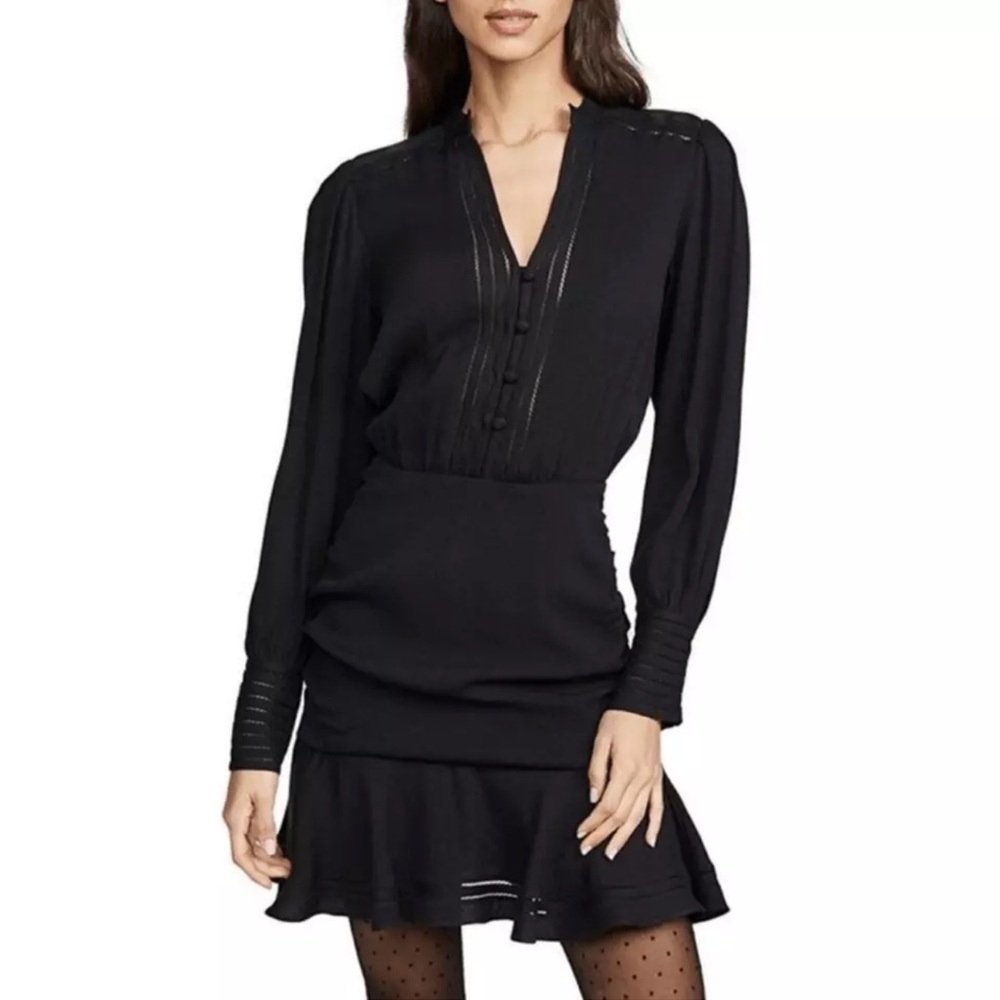Veronica Beard Jasper Lattice Border Dress Black